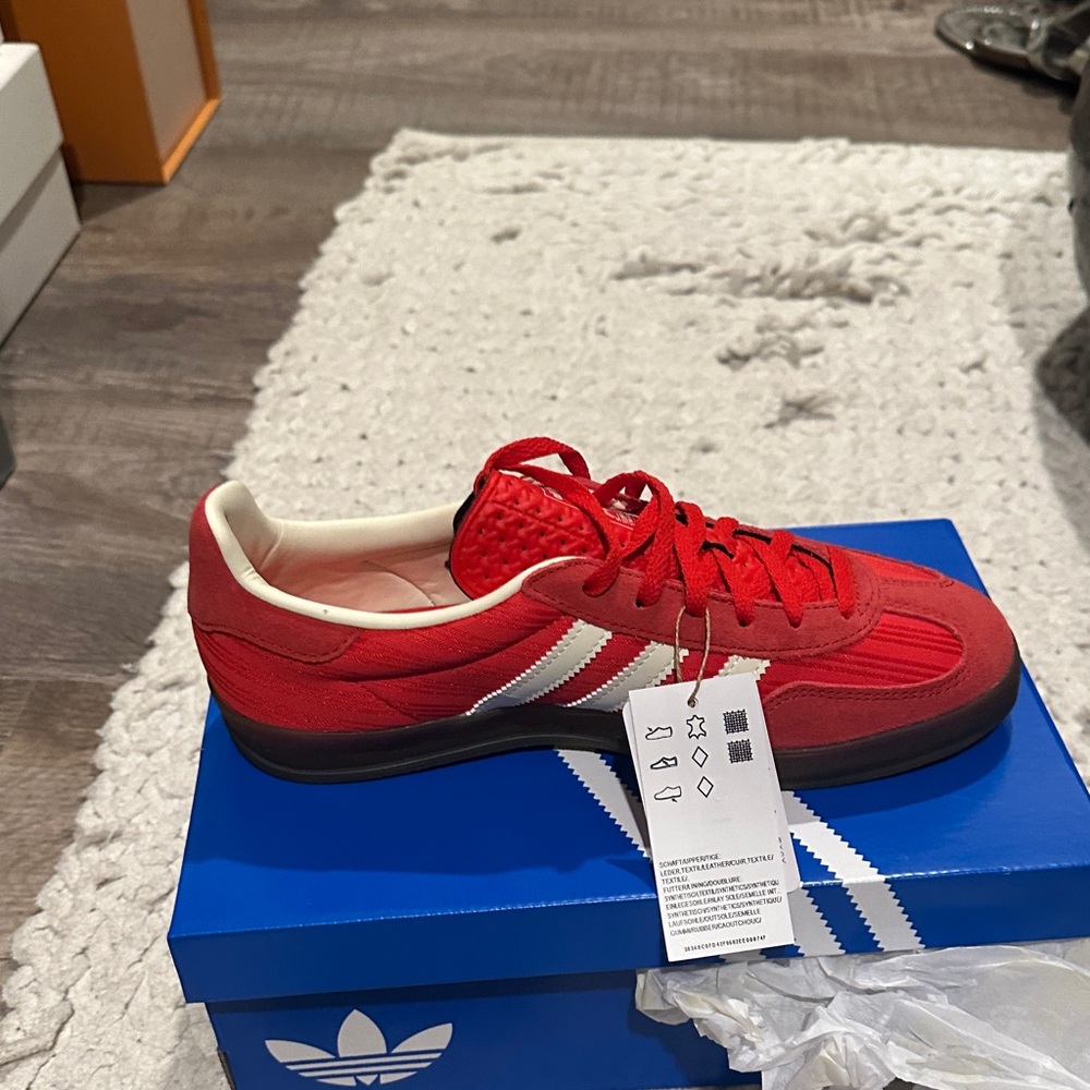 Adidas Red Sneakers with Cream Accents